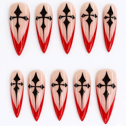 Crimson Cross Nails