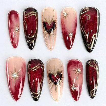 Crimson Sacred Heart Nails