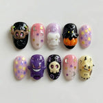 3D Spooky Ghost Press-On Nails | Cute Halloween Reusable Fake Nails Set | Handmade Kawaii Purple & Pastel Magic Gel Nails (Copy)