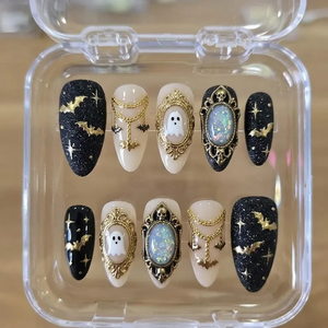 Monster Halloween Press On Nails | Spooky Cartoon Fake Nails | Mummy Vampire Pumpkin False Nails | Cute Horror Nail Art